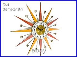 Burnt Orange Yellow Atomic Wall Clock Starburst Clock George Nelson Style 1970 Burnt Orange Yellow Atomic Wall Clock Starburst Clock George Nelson Style 1970