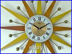 Burnt Orange Yellow Atomic Wall Clock Starburst Clock George Nelson Style 1970
