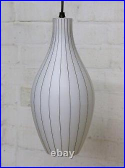 Ceiling Light Original Atomic 1960's MCM Skittle White Glass Pendant Black Lined