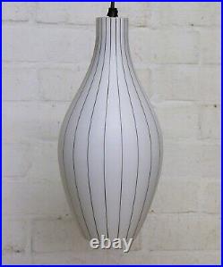 Ceiling Light Original Atomic 1960's MCM Skittle White Glass Pendant Black Lined
