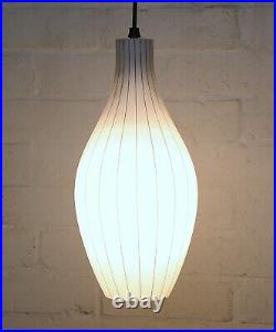 Ceiling Light Original Atomic 1960's MCM Skittle White Glass Pendant Black Lined