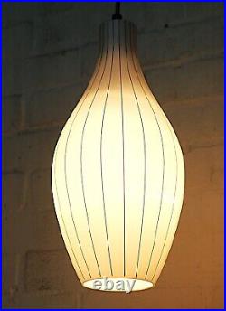 Ceiling Light Original Atomic 1960's MCM Skittle White Glass Pendant Black Lined