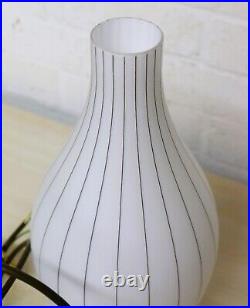 Ceiling Light Original Atomic 1960's MCM Skittle White Glass Pendant Black Lined