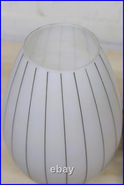 Ceiling Light Original Atomic 1960's MCM Skittle White Glass Pendant Black Lined