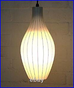 Ceiling Light Original Atomic 1960's MCM Skittle White Glass Pendant Black Lined