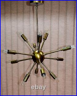 Classic Mid Century Modern polished Brass Sputnik atomic chandelier Home Decor Classic Mid Century Modern polished Brass Sputnik atomic chandelier Home Decor