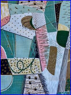 Crazy Quilt 50s Mid Century Spectrum Atomic Miami Beach Barkcloth Vintage Fabric