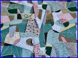 Crazy Quilt 50s Mid Century Spectrum Atomic Miami Beach Barkcloth Vintage Fabric