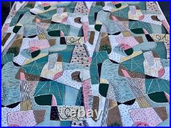Crazy Quilt 50s Mid Century Spectrum Atomic Miami Beach Barkcloth Vintage Fabric