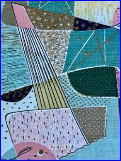 Crazy Quilt 50s Mid Century Spectrum Atomic Miami Beach Barkcloth Vintage Fabric