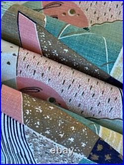 Crazy Quilt 50s Mid Century Spectrum Atomic Miami Beach Barkcloth Vintage Fabric