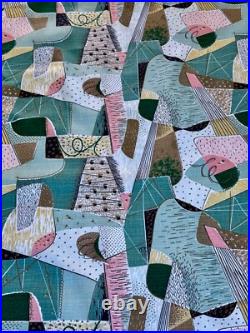 Crazy Quilt 50s Mid Century Spectrum Atomic Miami Beach Barkcloth Vintage Fabric