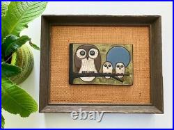 Danish Owls Art Tile Vintage Framed Mid Century Modern 1960's Atomic MCM Danish Owls Art Tile Vintage Framed Mid Century Modern 1960's Atomic MCM