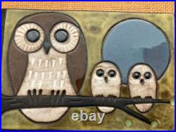 Danish Owls Art Tile Vintage Framed Mid Century Modern 1960's Atomic MCM Danish Owls Art Tile Vintage Framed Mid Century Modern 1960's Atomic MCM
