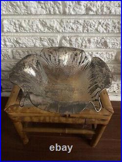 Dorothy Thorpe Atomic Splash Silver Overlay Glass Bowl- Mid Century Modern