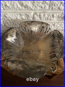 Dorothy Thorpe Atomic Splash Silver Overlay Glass Bowl- Mid Century Modern