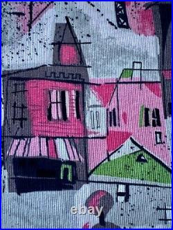 Eichler Style Mid Century Barkcloth Vintage Fabric Atomic Ranch Novelty Scenes