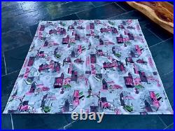 Eichler Style Mid Century Barkcloth Vintage Fabric Atomic Ranch Novelty Scenes