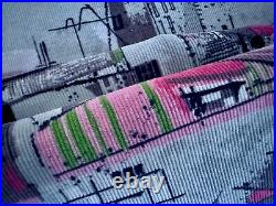 Eichler Style Mid Century Barkcloth Vintage Fabric Atomic Ranch Novelty Scenes