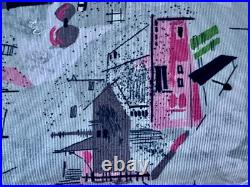 Eichler Style Mid Century Barkcloth Vintage Fabric Atomic Ranch Novelty Scenes
