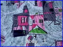 Eichler Style Mid Century Barkcloth Vintage Fabric Atomic Ranch Novelty Scenes