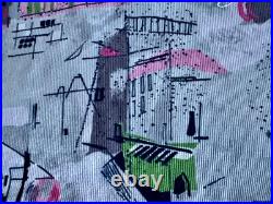 Eichler Style Mid Century Barkcloth Vintage Fabric Atomic Ranch Novelty Scenes