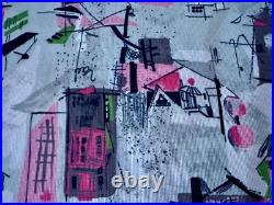Eichler Style Mid Century Barkcloth Vintage Fabric Atomic Ranch Novelty Scenes