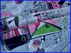Eichler Style Mid Century Barkcloth Vintage Fabric Atomic Ranch Novelty Scenes