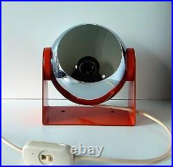 Eyeball Wall Lamp Space Age Atomic Mid Century Modern Orange & Chrome Original