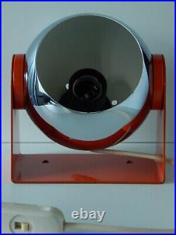 Eyeball Wall Lamp Space Age Atomic Mid Century Modern Orange & Chrome Original