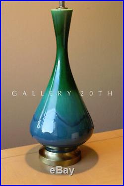 Fab! MID Century Danish Modern Blue Green Glazed Drip Lamp 50's Vtg Atomic Retro