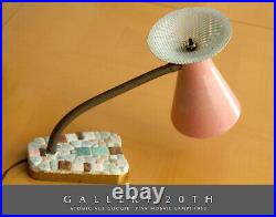 Fab! MID Century Modern Pink Atomic Googie Mosaic Lamp! 1950s Fiberglass Shade