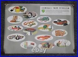 Fab Original 1960s BP Oil'Chemicals From Petroleum' Atomic Mid-century 77x58cm