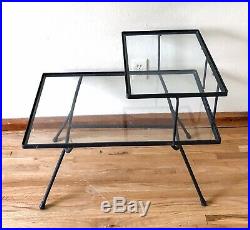 George Nelson Table End Step Arbuck Vtg Mid Century Wrought Iron Glass Salterini