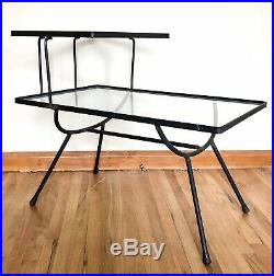 George Nelson Table End Step Arbuck Vtg Mid Century Wrought Iron Glass Salterini