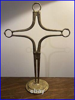 HENRY BURSZTYNOWICZ USA 1922-2001 BRUTALIST WELDED CUT NAIL Cross Sculpture