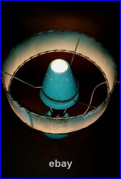 Handmade MID Century Modern 50's Atomic Space Age Blue Lamp W Fiberglass Shade