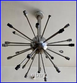 Huge Vtg Mid Century 60's Atomic Sputnik ceiling light, chrome silver 26 Bulb
