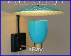 Iconic! MID Century Modern Moe Atomic Saucer Lamp! Blue Vtg Sputnik 50's Sconce