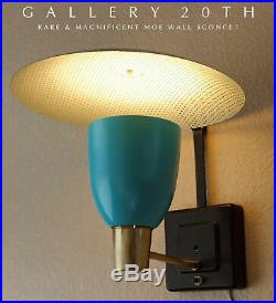 Iconic! MID Century Modern Moe Atomic Saucer Lamp! Blue Vtg Sputnik 50's Sconce
