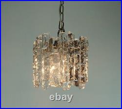 Kalmar franken mid century ice glass PENDANT LIGHT 1960s 70s