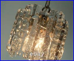 Kalmar franken mid century ice glass PENDANT LIGHT 1960s 70s