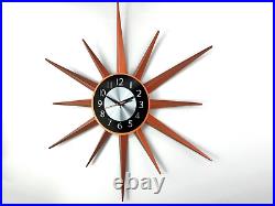 Large 30 inch Metal Clock With Stars Mid Century Retro Wall Art Atomic Style Large 30 inch Metal Clock With Stars Mid Century Retro Wall Art Atomic Style
