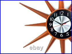 Large 30 inch Metal Clock With Stars Mid Century Retro Wall Art Atomic Style Large 30 inch Metal Clock With Stars Mid Century Retro Wall Art Atomic Style
