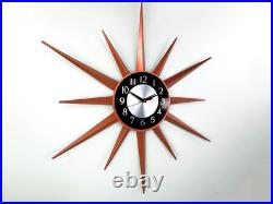 Large 30 inch Metal Clock With Stars Mid Century Retro Wall Art Atomic Style Large 30 inch Metal Clock With Stars Mid Century Retro Wall Art Atomic Style