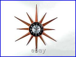 Large 30 inch Metal Clock With Stars Mid Century Retro Wall Art Atomic Style Large 30 inch Metal Clock With Stars Mid Century Retro Wall Art Atomic Style