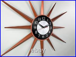 Large 30 inch Metal Clock With Stars Mid Century Retro Wall Art Atomic Style Large 30 inch Metal Clock With Stars Mid Century Retro Wall Art Atomic Style