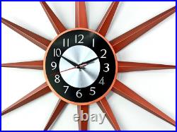 Large 30 inch Metal Clock With Stars Mid Century Retro Wall Art Atomic Style Large 30 inch Metal Clock With Stars Mid Century Retro Wall Art Atomic Style