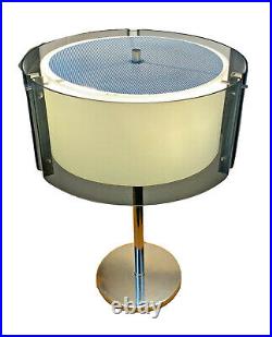 Laurel Vtg Mid Century Modern Lucite Acrylic Chrome Metal Table Desk Lamp Saucer