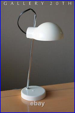 Lightolier! Designer MID Century Modernist Desk Lamp! White Saucer Atomic Vtg 60